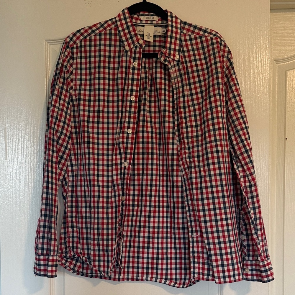 Red and Blue Plaid Button Down Shirt